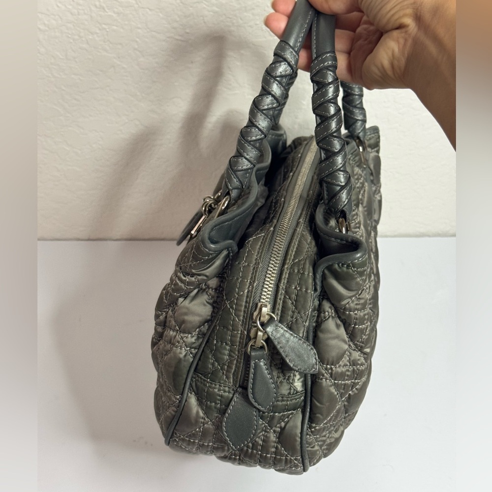 Christian Dior Vintage Iconic Cannage Lady Boston Bag in Metallic Grey - Picture 6 of 16